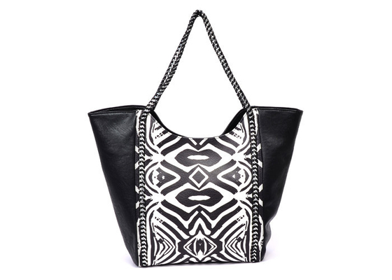 Black Leather Handbags besar dengan Finish Glossy, kulit imitasi Shoulder Bag